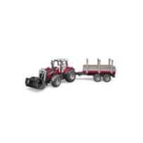 U02046.jpg MASSEY FERGUSON 7480 CON CARICATORE FRONTALE E RIMORCHIO LEGNAME COD. U02046