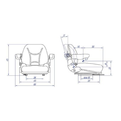 03784-B.jpg SEDILE CON MOLLEGGIO + BRACCIOLI + CINTURA A DUE PUNTI STATICA PER TRATTORE CINGOLATO MULETTO E CARRELLO ELEVATORE