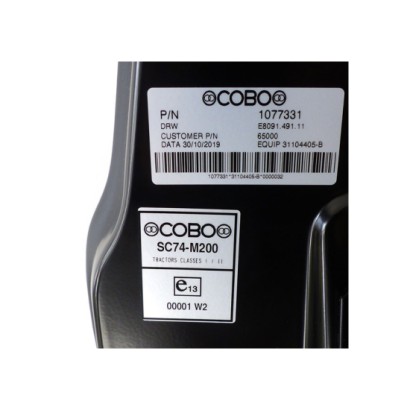 65000_CV.jpg SEDILE COBO OMOLOGATO SC74 + CINTURE SICUREZZA PER TRATTORE CON MOLLEGGIO MECCANICO M200 COD. 65000