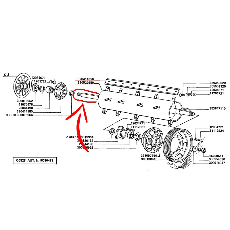 320522650.jpg ALBERO PASSANTE POSTBATTITORE 3550 COD. 320522650A